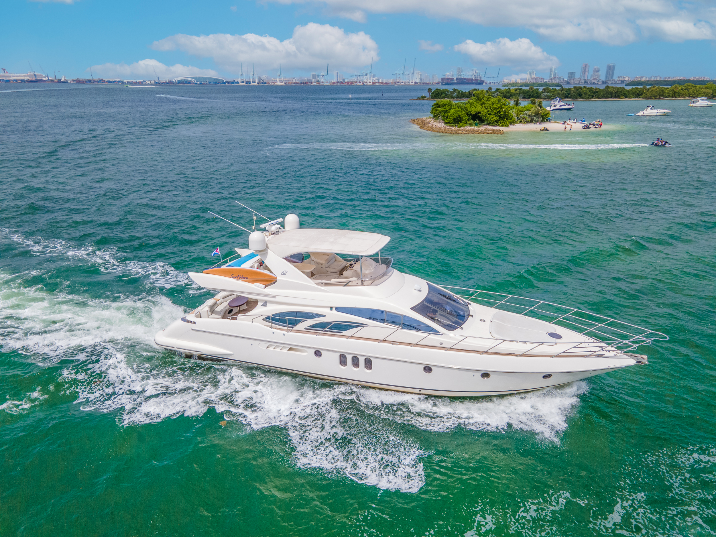 65Ft Azimut available in Miami with One Jet Ski Included for up to 13 Guest